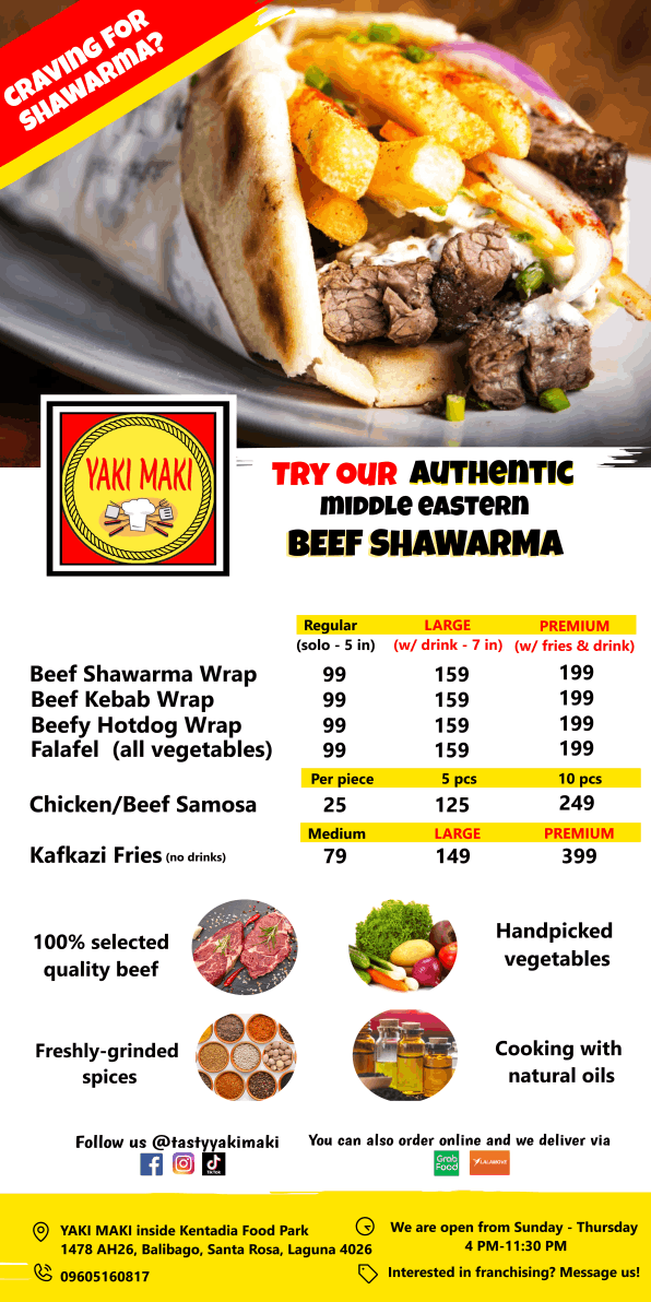 Flyer, menu and tarpaulin graphics for a food cart business